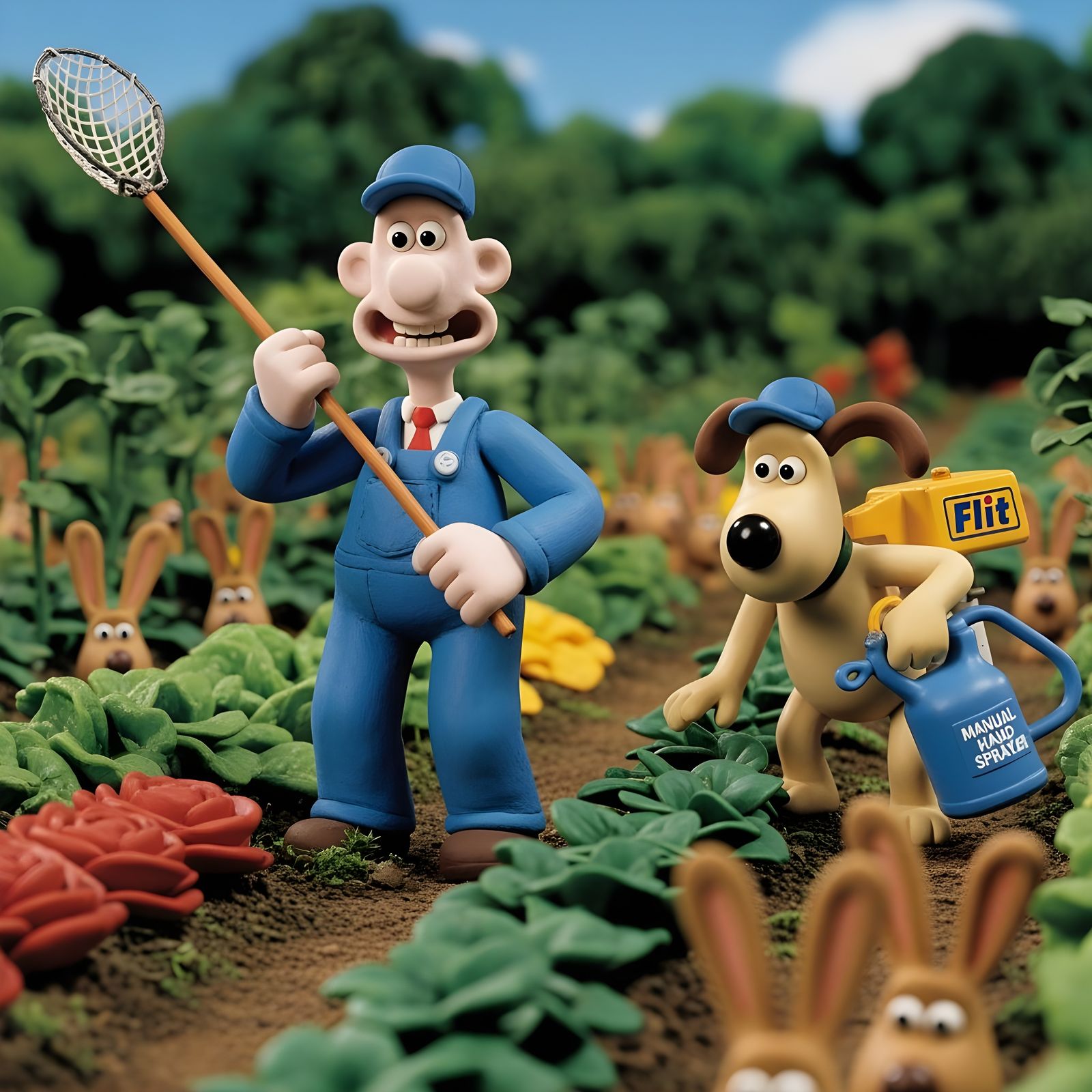 Wallace & Gromit Rabbit Hunt in Claymation Style