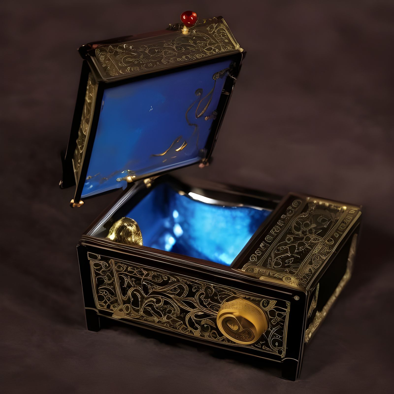 Ornate Music Box with Angel Figure