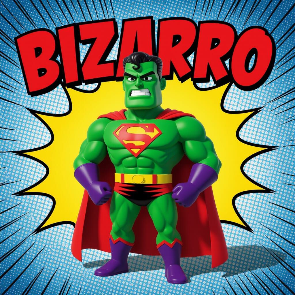 Kryptonite Bust of Bizarro on Comic Background