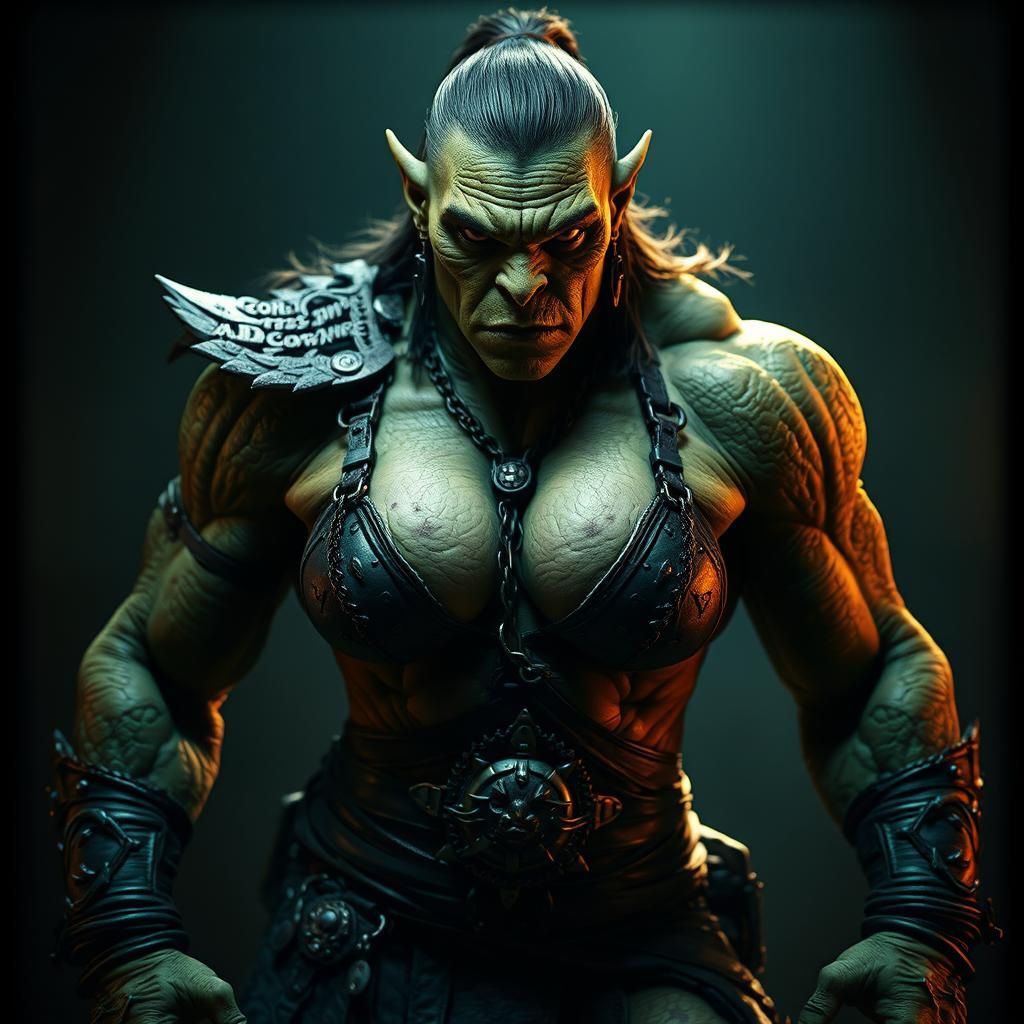 Intimidating Female Orc Portrait in Cinematic Style