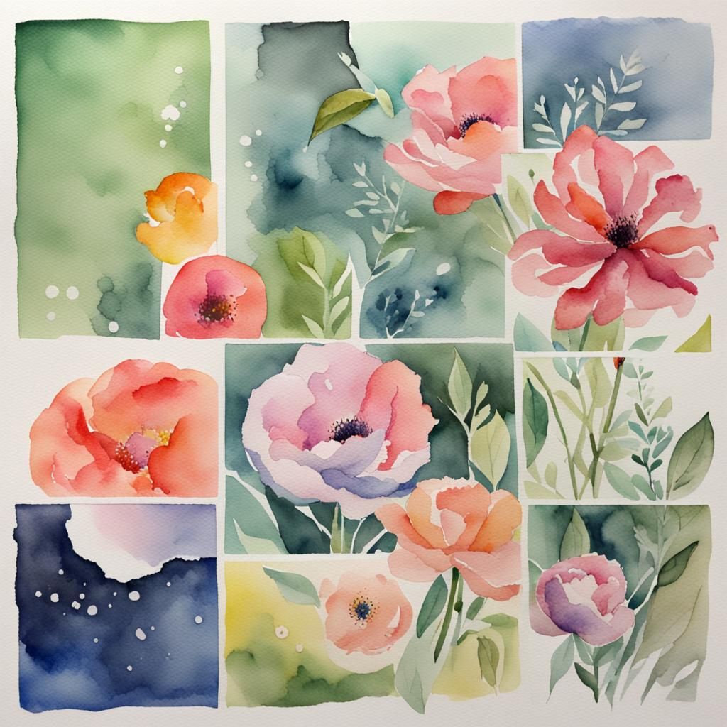 Colorful and Expressive Watercolor Collage