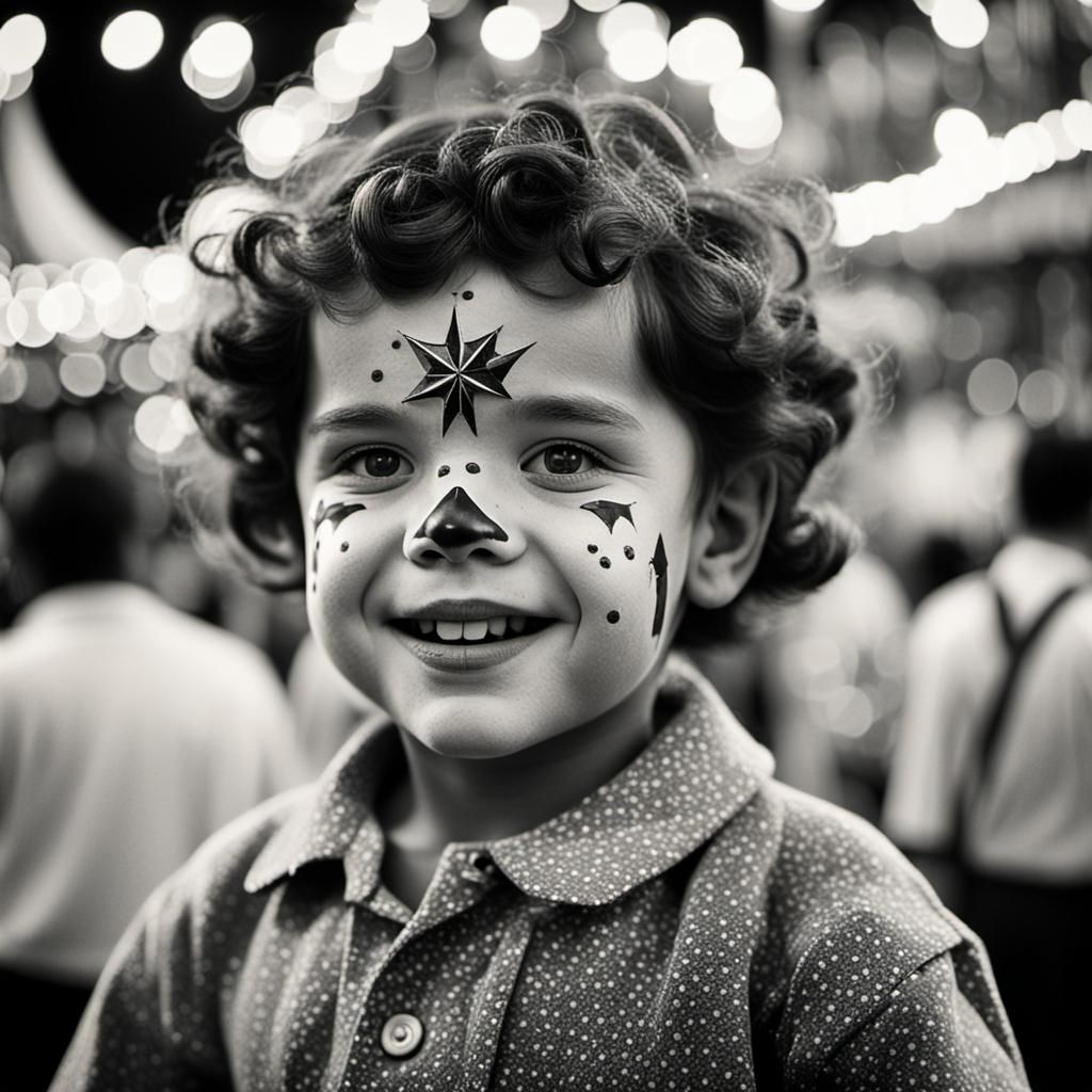 Carnival Scene in 1950s Style Photography