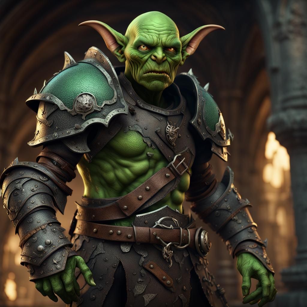 Green Goblin Warrior in Detailed Matte Painting