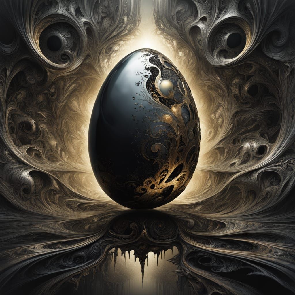 Egg in Biomechanical Metallic Landscape