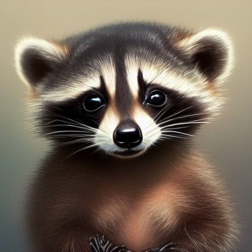 Adorable Baby Raccoon Portrait with Expressive Eyes