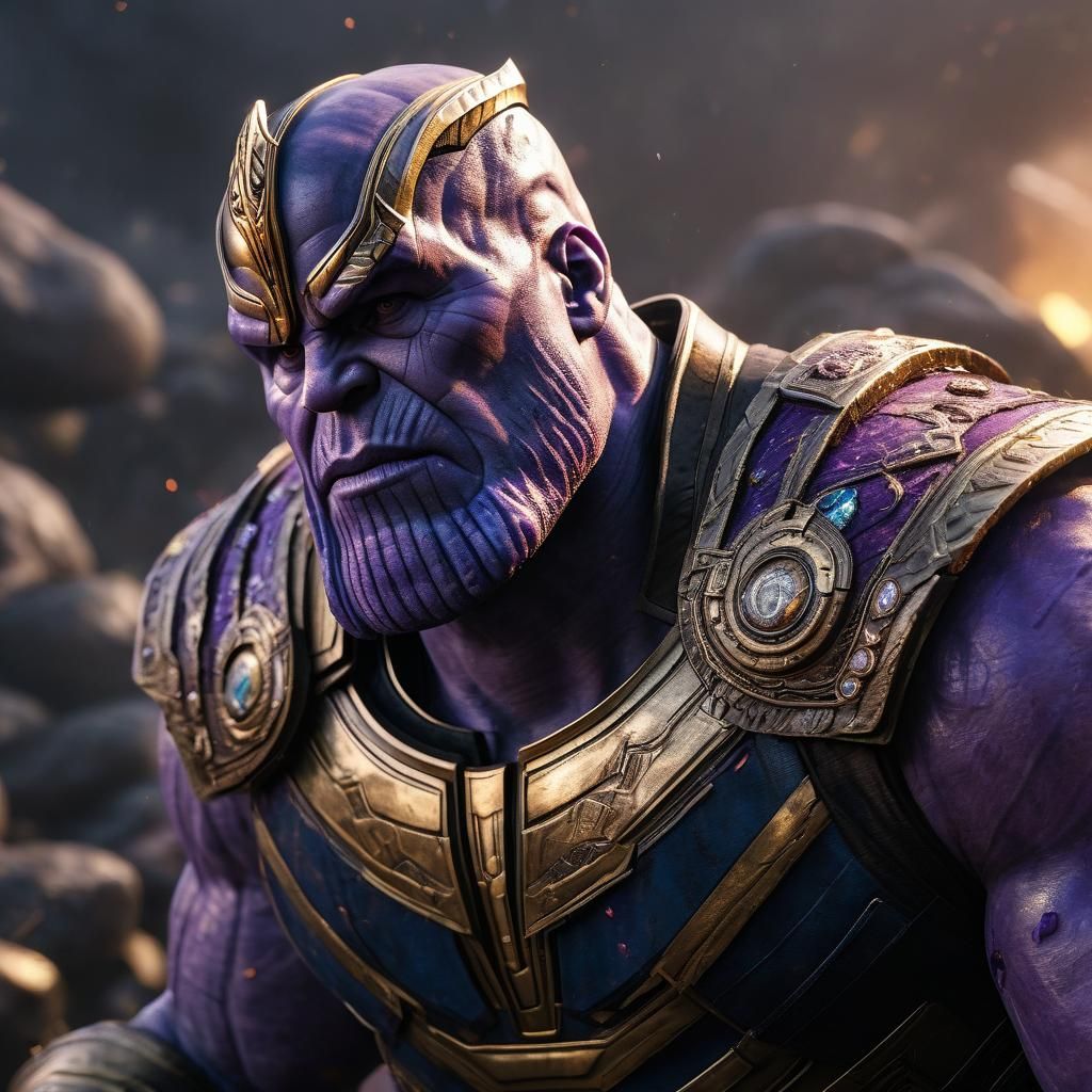 Cinematic Viking Warrior Surrounded by Infinity Stones