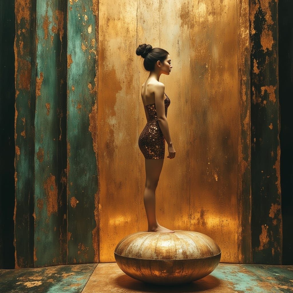 Exquisite Woman Performing with Holographic Echo