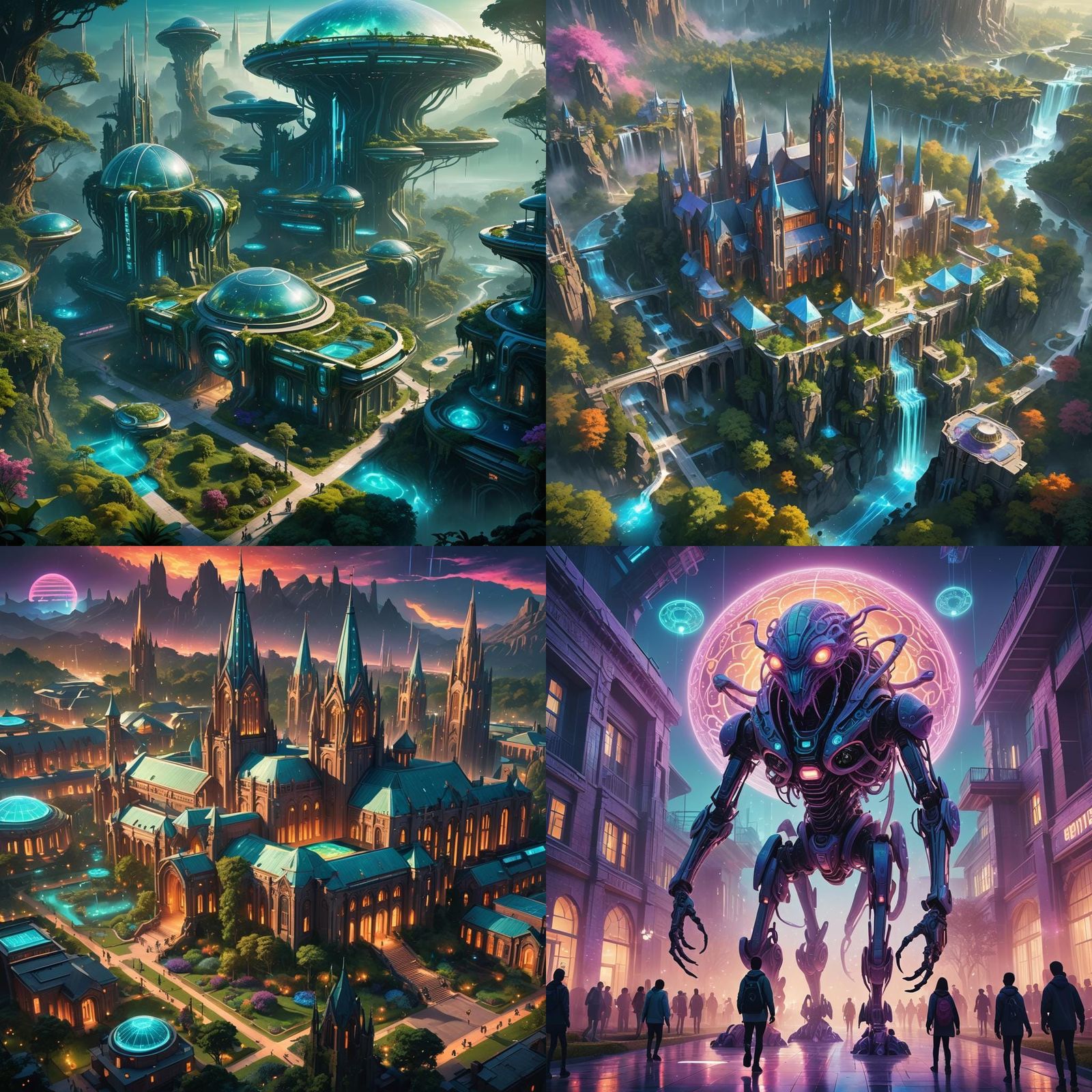 Futuristic Extraterrestrial College Campus in Detailed Matte...