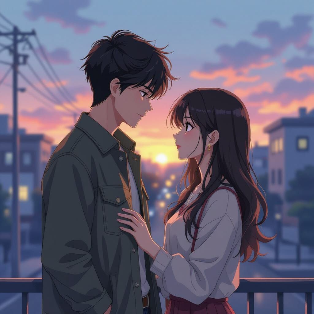 Anime Style Woman with Fiery Aura