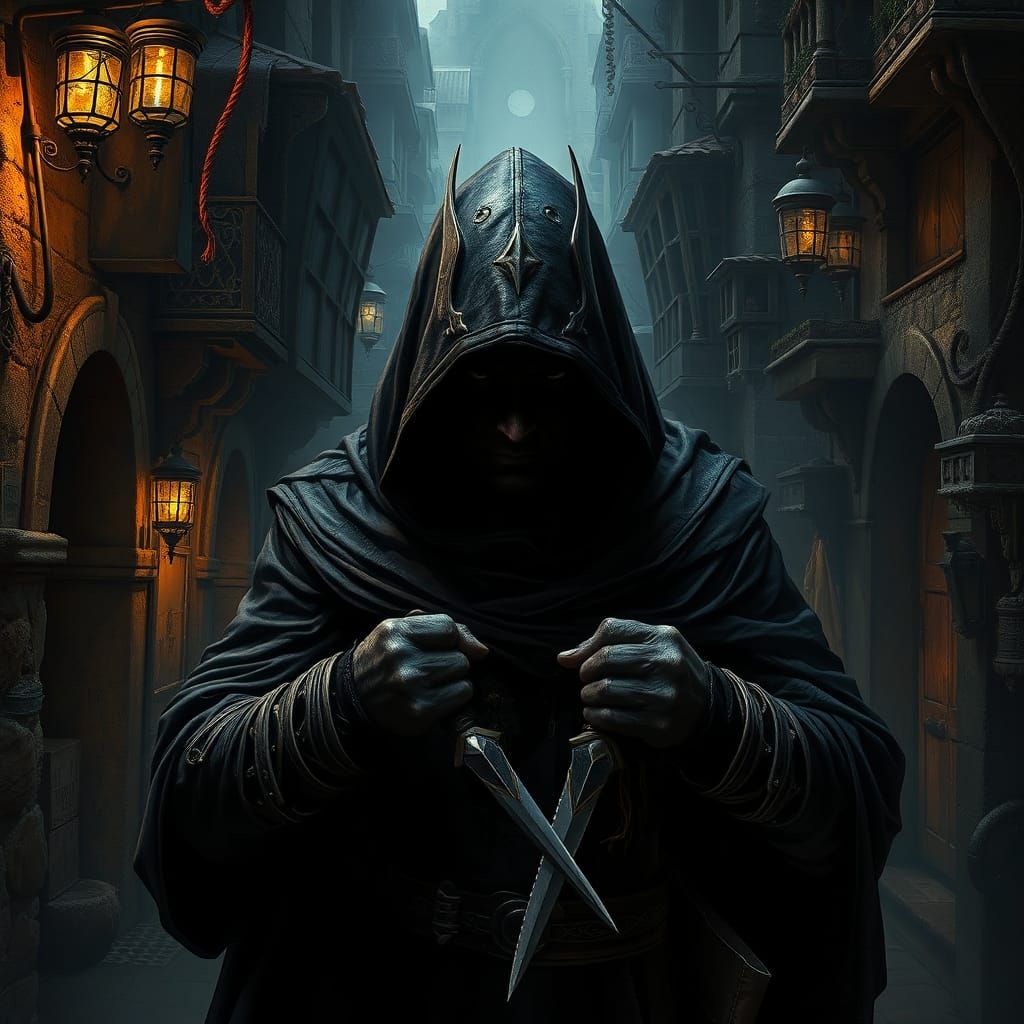 Assassin in Medieval City: Dark Fantasy Concept Art