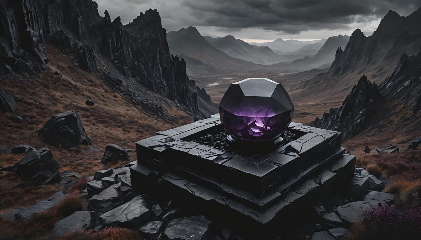 Gothic Obsidian Portal in Dark Realism Acrylic Art