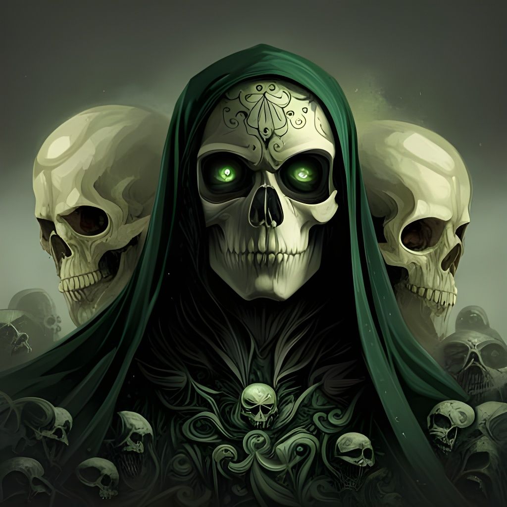 Skull-Faced Necromancer in Post-Apocalyptic Style