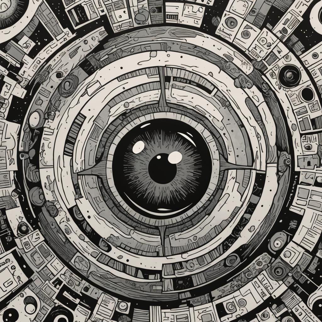 Surreal Eyeball Close-Up in Underground Comix Style