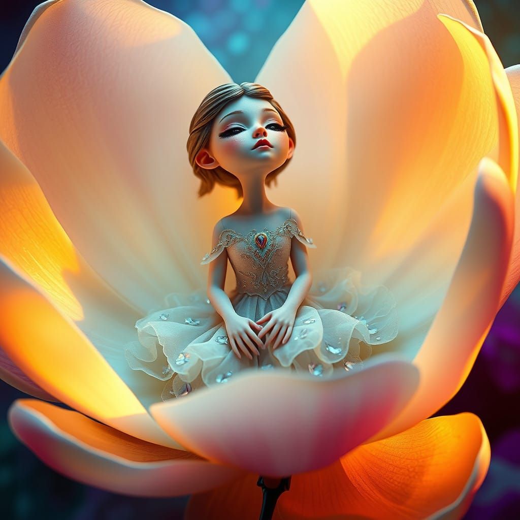 Luminous Flower Faerie in Whimsical Artistic Style