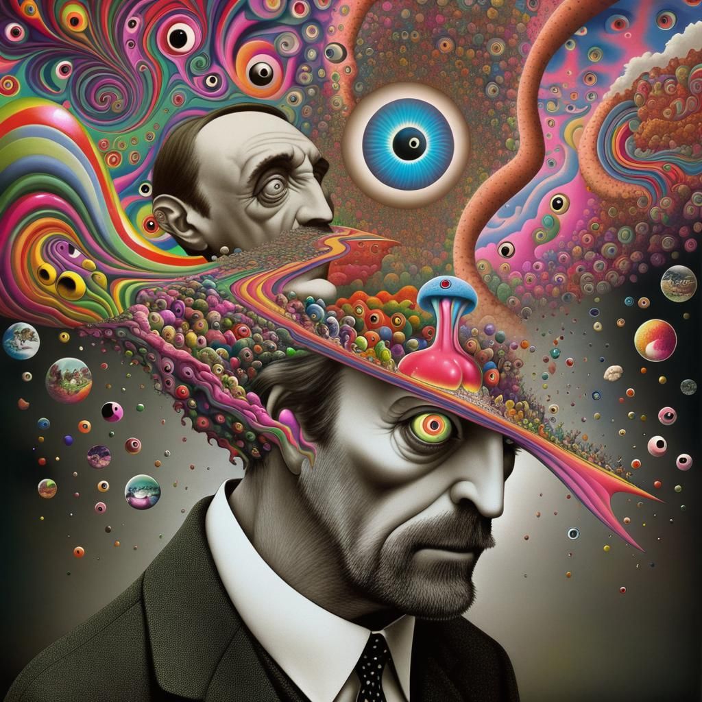 Psychedelic Surrealism of Lost Mind in Mixed Media