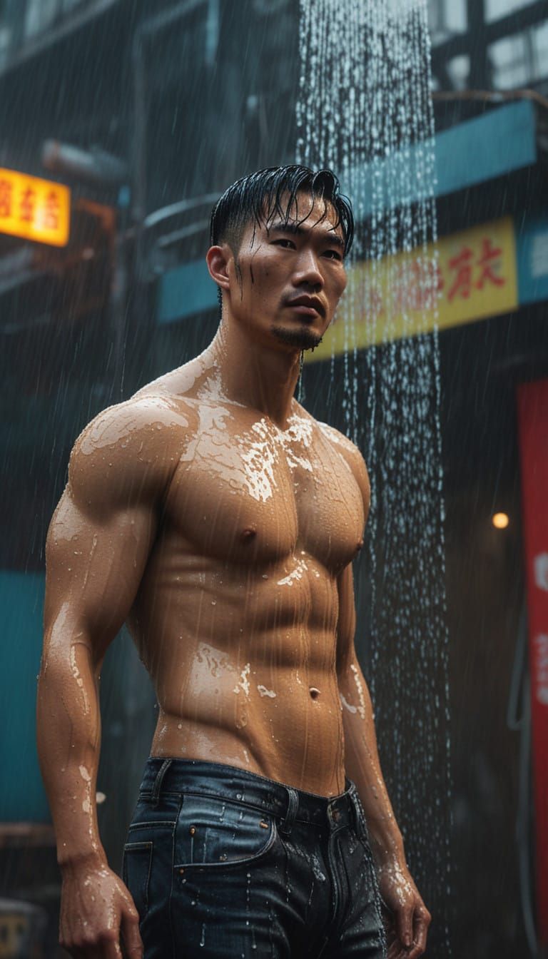 A hyperrealistic cover art for Keung's single “Shower Steam ...
