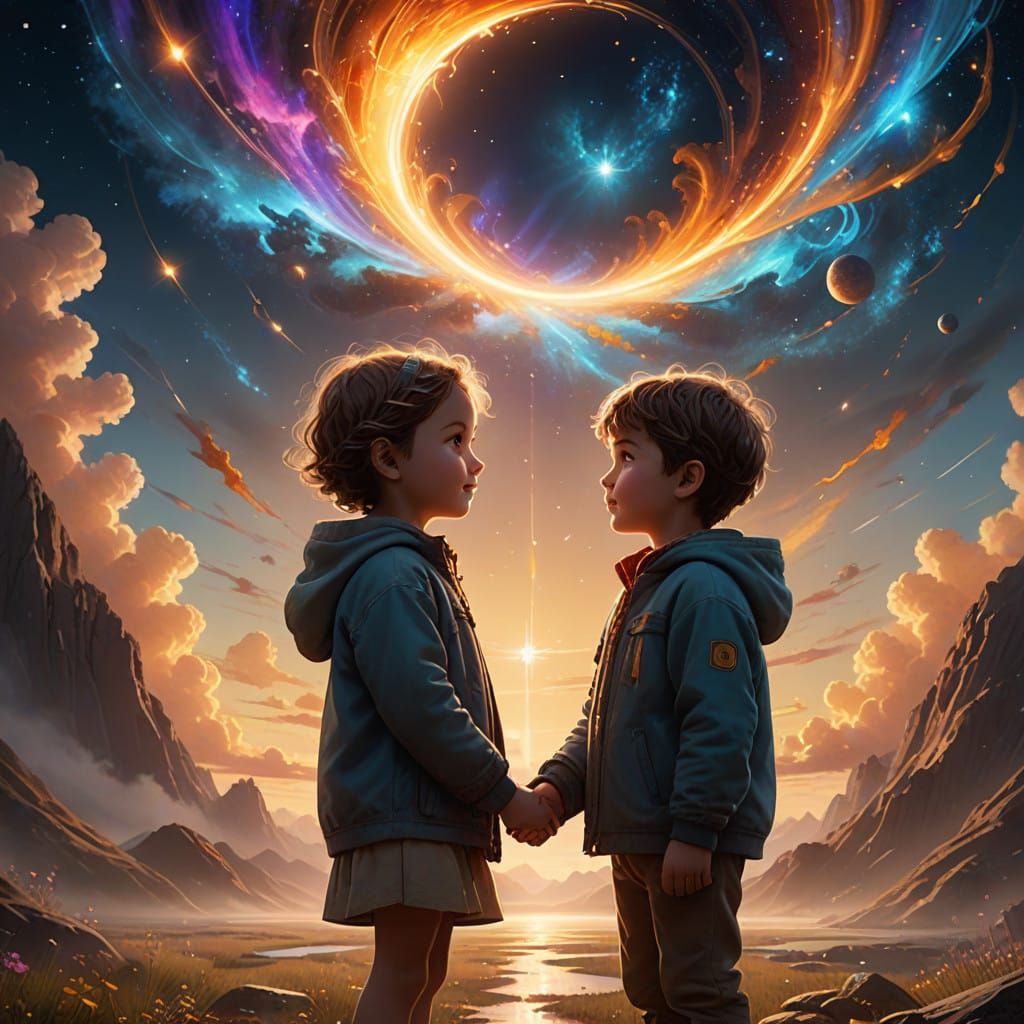 A Child Embraced by Eternity, Radiant with Joy and Wonder