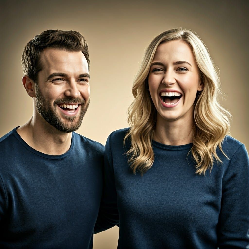 Ethereal Portrait of Ghostly Friends Laughing