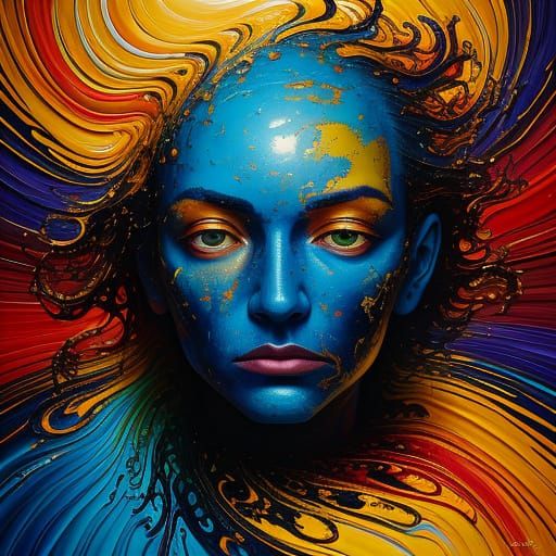 Surrealist Portrait of a Moody Figure Turning Away