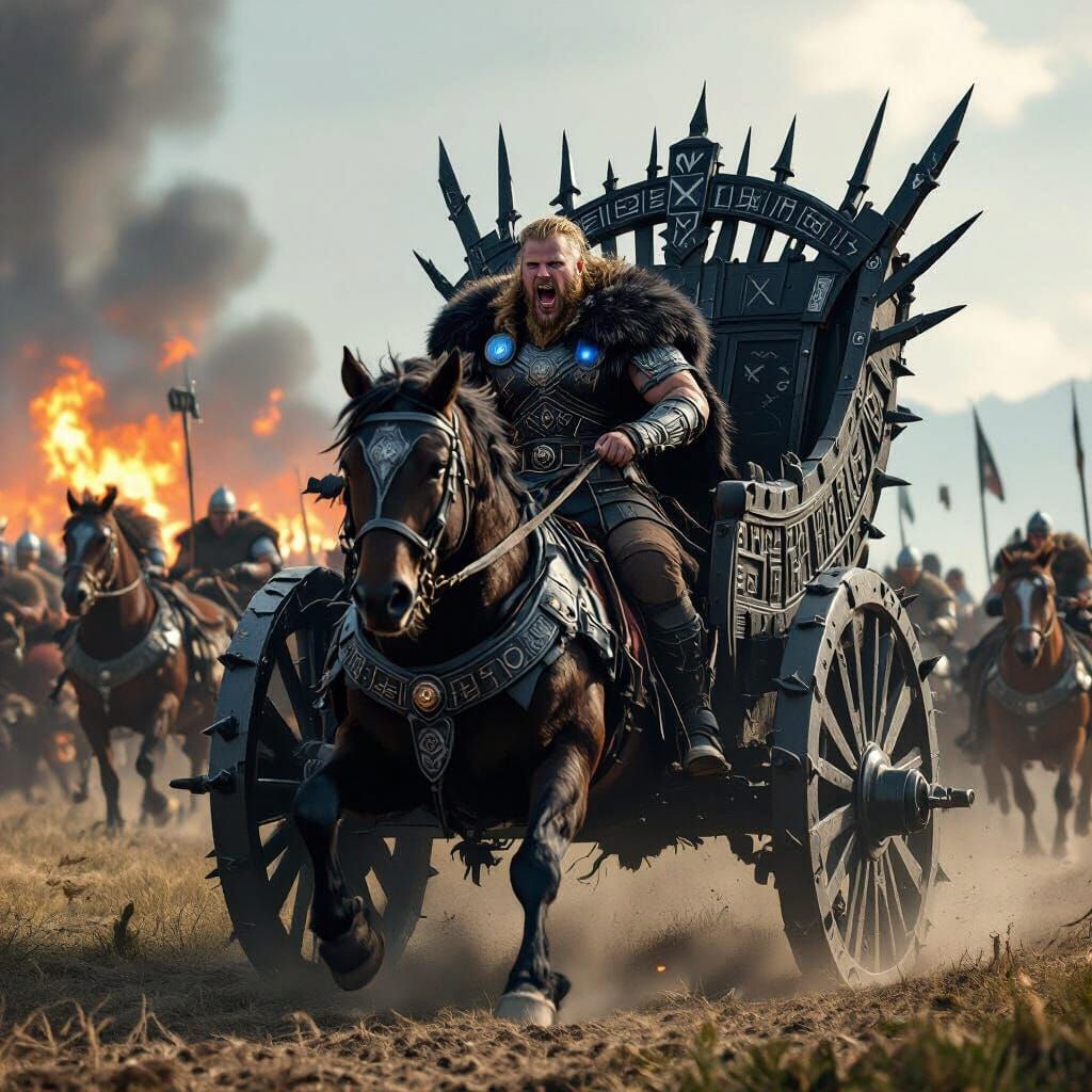 Ivar the Boneless in War Chariot, Digital Art