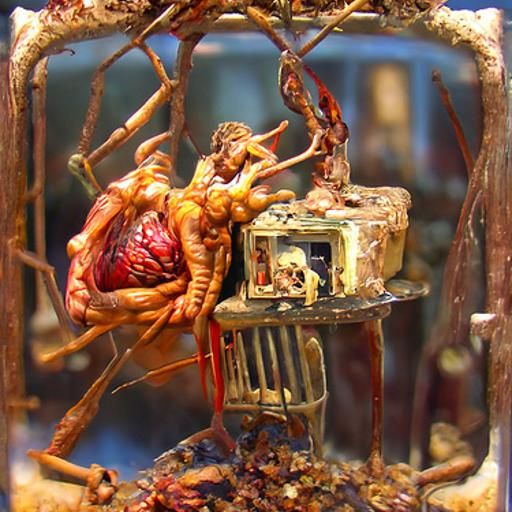 Biopunk Statue: An Oil Painting Diorama