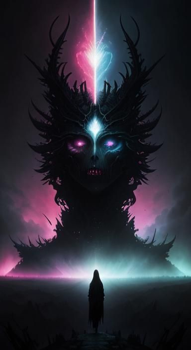 Rainbow Nightmare: A Dark Valentine in Surreal Art Style