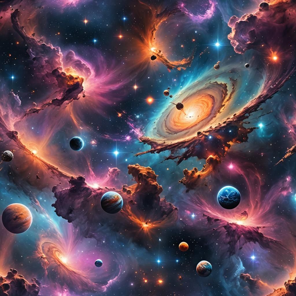 Cosmic Galaxy Drifting Through Space, Fantasy Concept Art