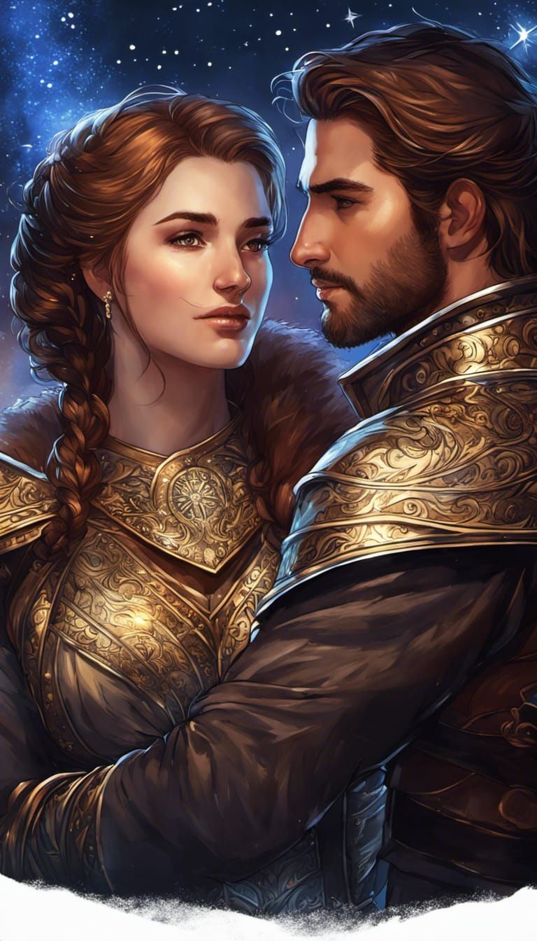 Loving Nord Warrior Couple Portrait in Photorealistic Style