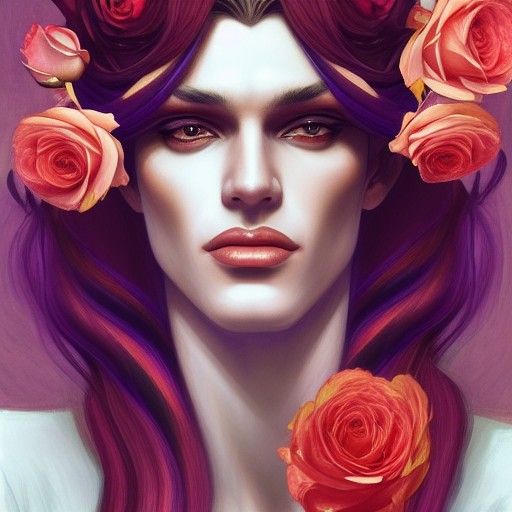 Decadent Androgynous Goddess Portrait in Digital Art Style