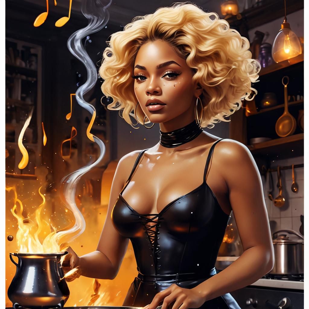 Sasha Fierce's Enchanting Kitchen: A Digital Art Portrait