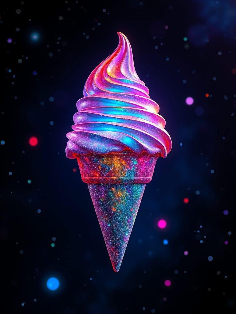 Holographic Ice Cream Cone in Space
