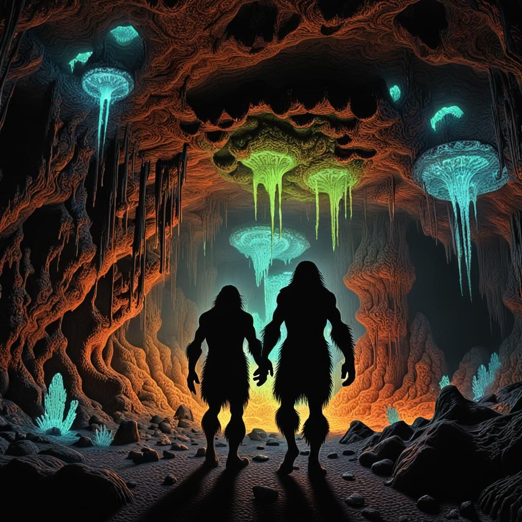 Neon Cave: Caveman's Discovery in a Crystal Demon World