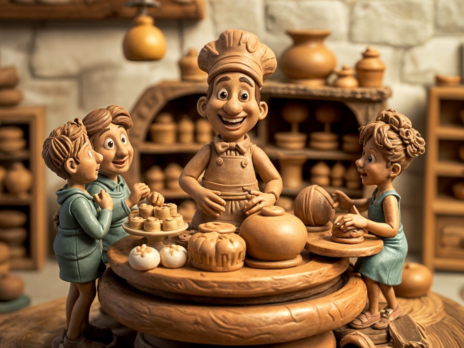 Surreal Clay Bakery Scene