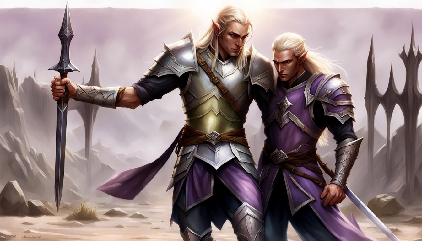 Ethereal Elf Warrior with Wounded Companion