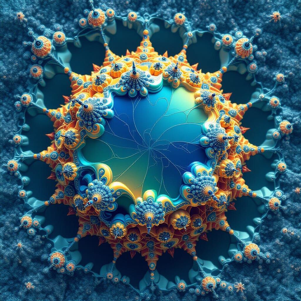 Intricate Mandelbulb Fractal with Iridescent Glassy Surface