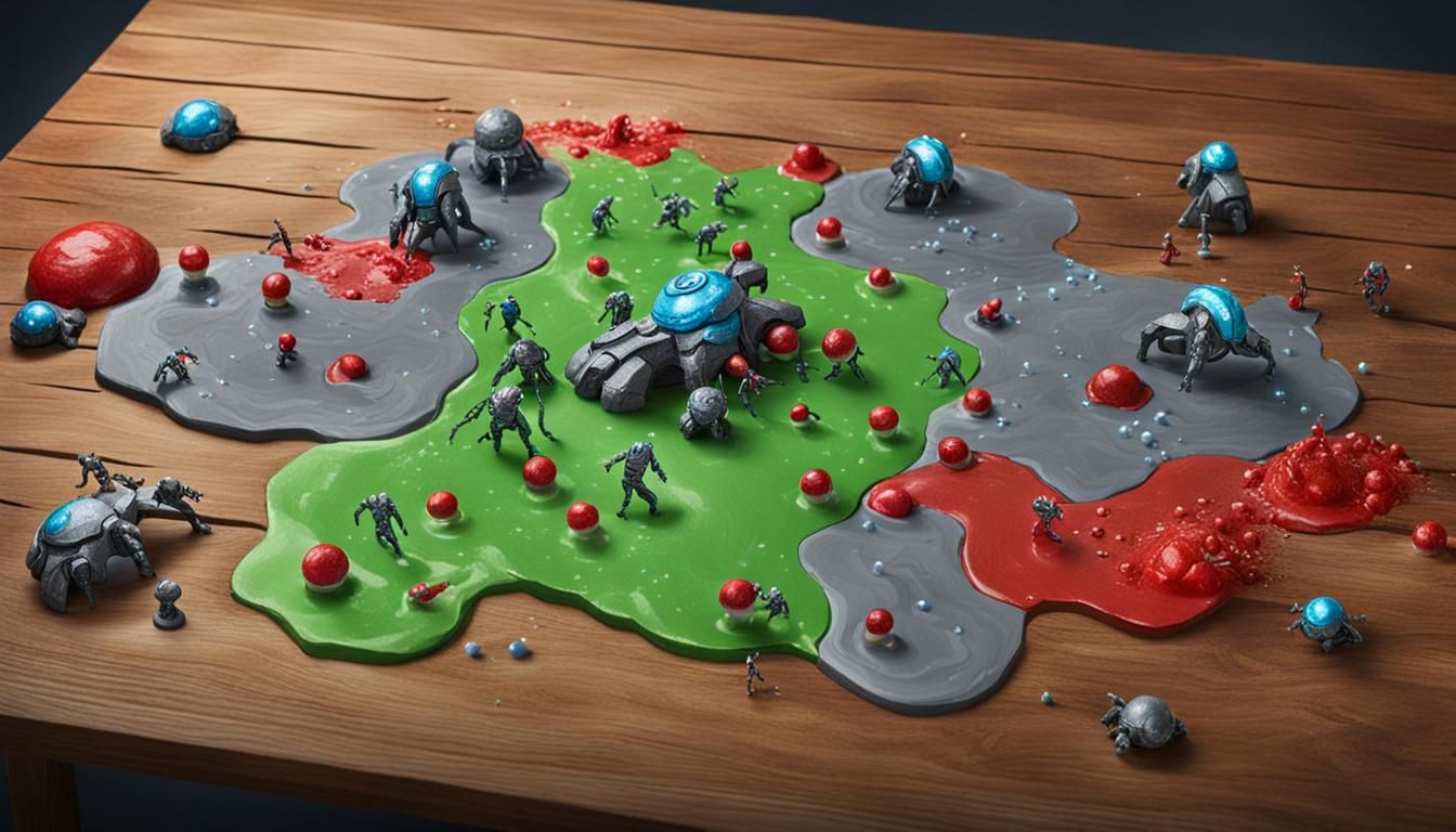 Nanite Battle on Wooden Tabletop