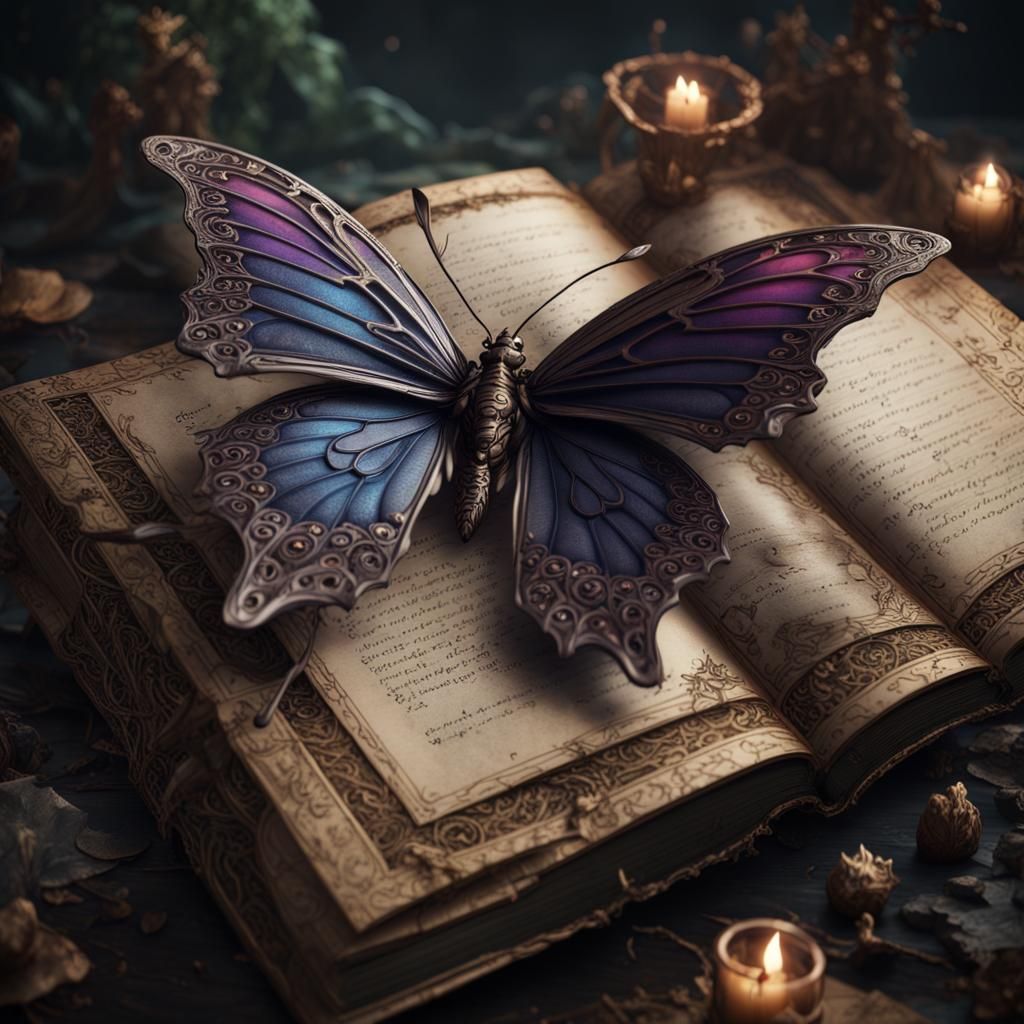 Gothic Butterfly Book: Detailed Matte Painting