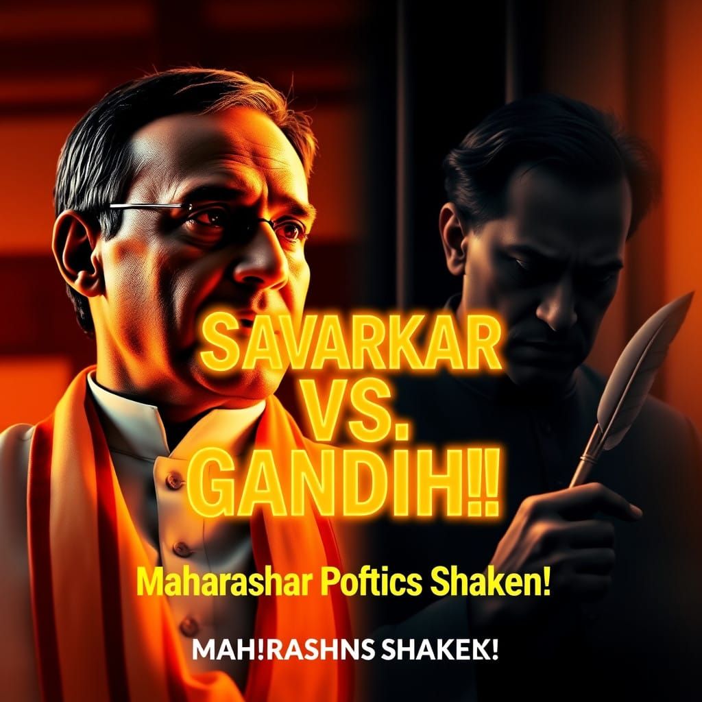 Split-Screen Portraits of Rahul Gandhi and Veer Savarkar in....