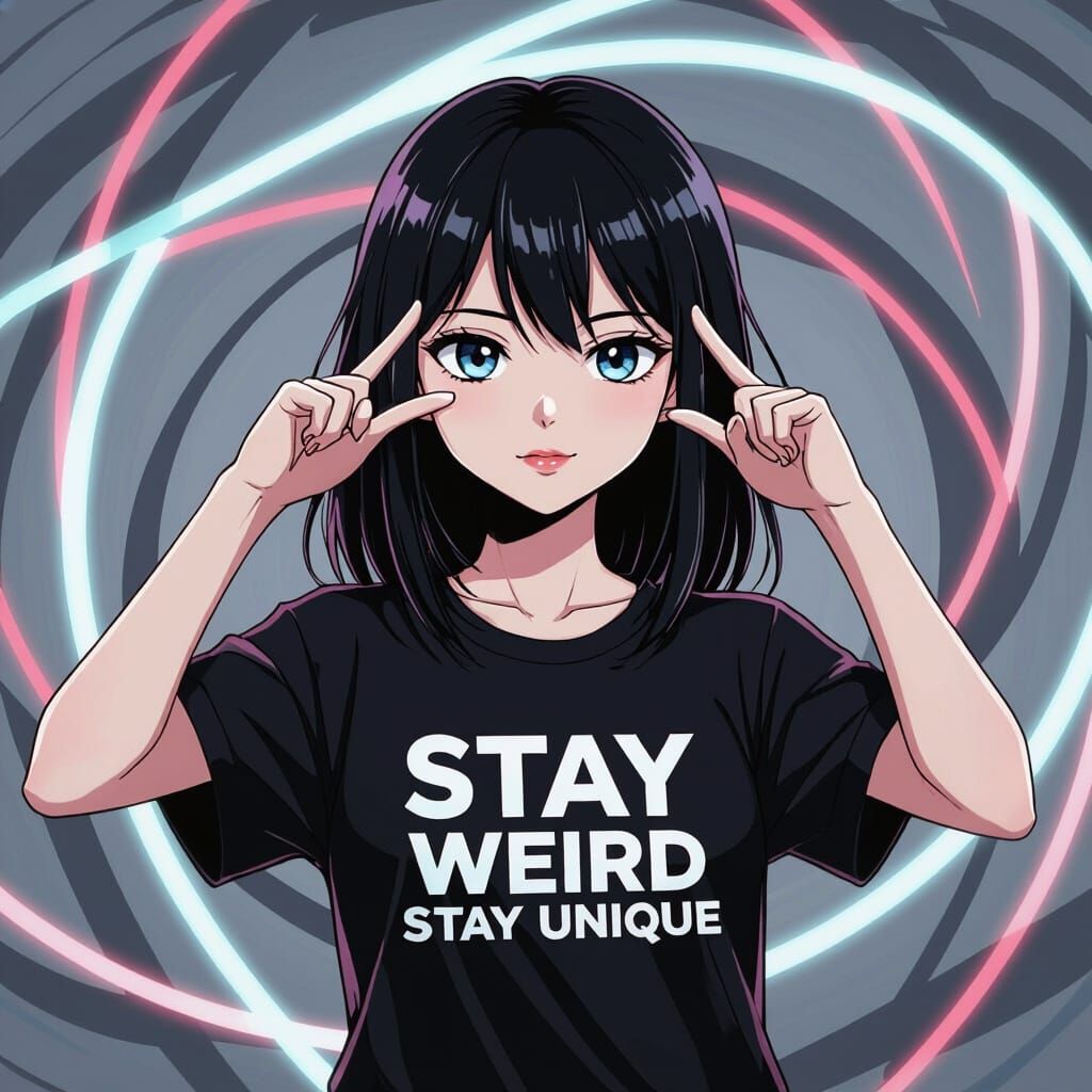 Anime Girl Poses with Neon Lights