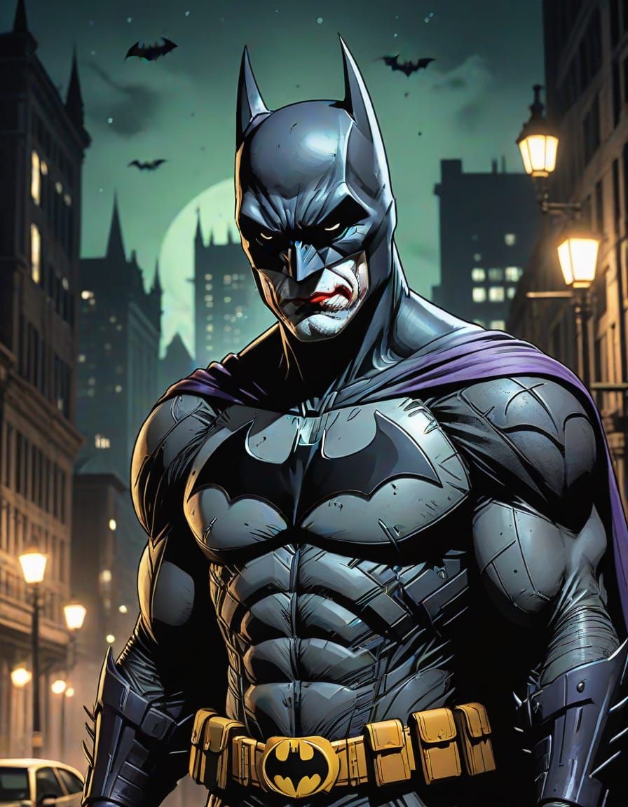 Batman vs Joker in Gotham: Comic Book Art