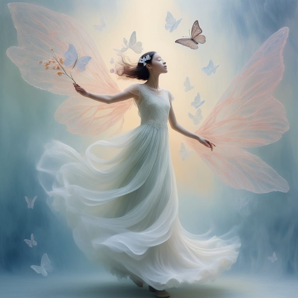 hyperdetailed Metaphysical Painting (ethereal translucent la...