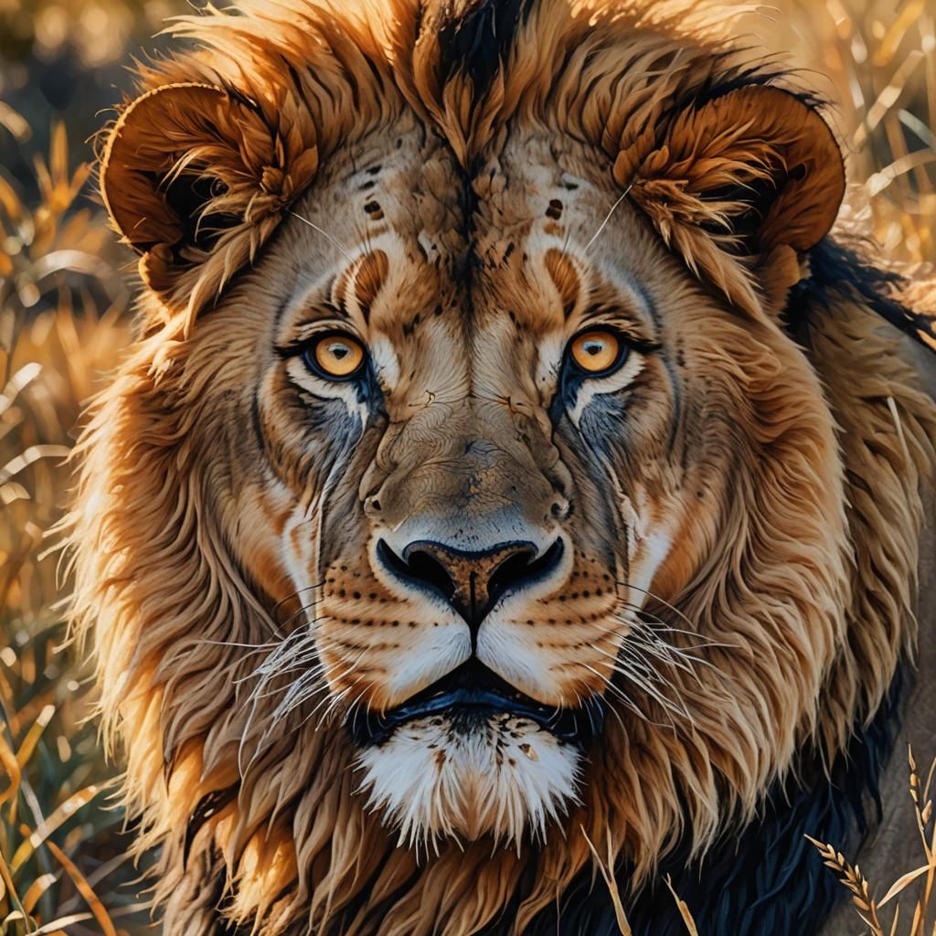 Majestic Lion Portrait in Hyper-Realistic Style