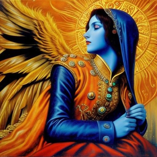 Fiery Phoenix: Surreal Art Nouveau Illustration