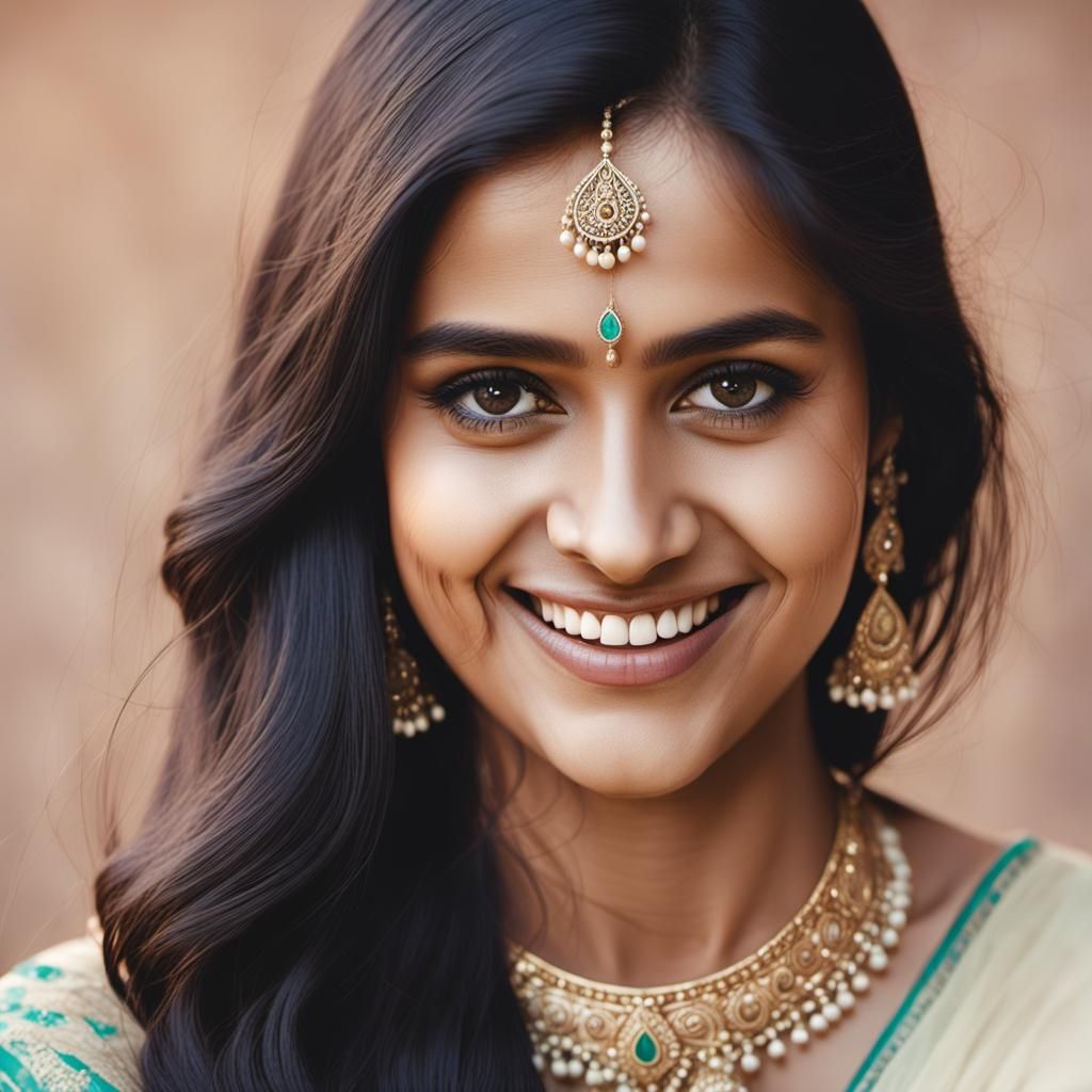 Portrait of Smiling Indian Girl in Soft Light