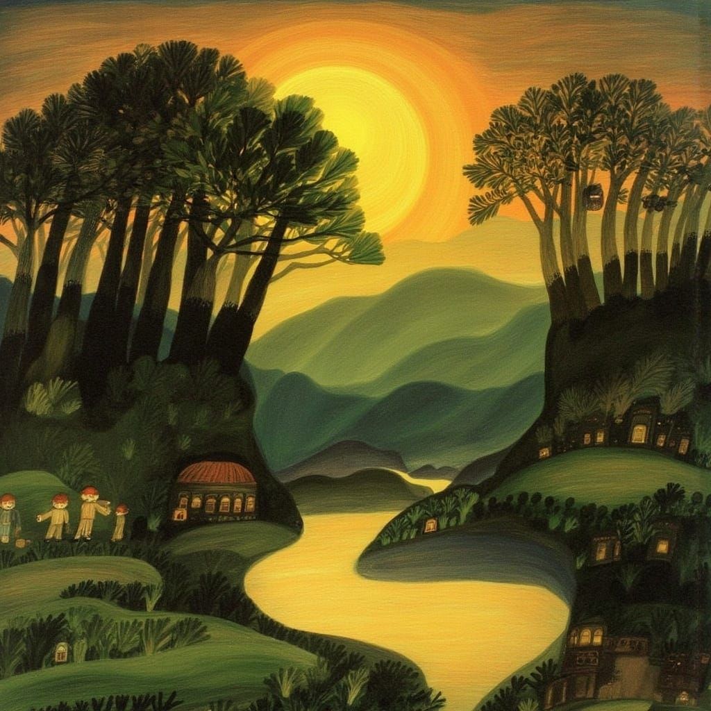 Fairytale Landscape in Pre-Raphaelite and Victorian Style