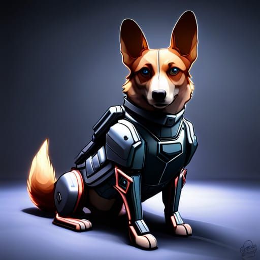 Cyberpunk Armored Corgi Photo-Realistic Image