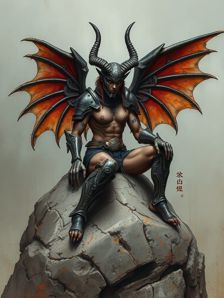 Battle-Scarred Incubus Warrior in Cyberpunk Armor