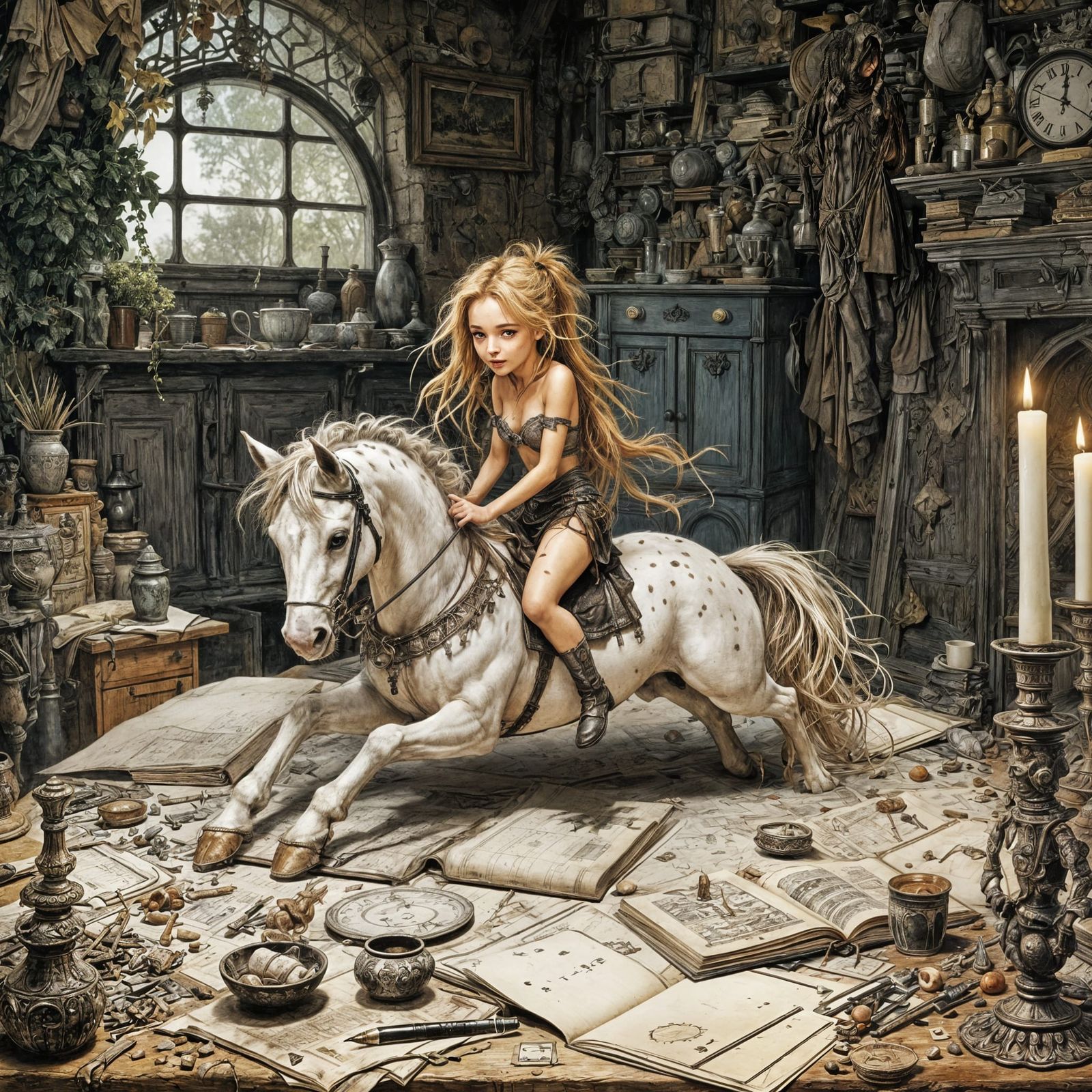 Delicate Fairy on Miniature Horse Illustration