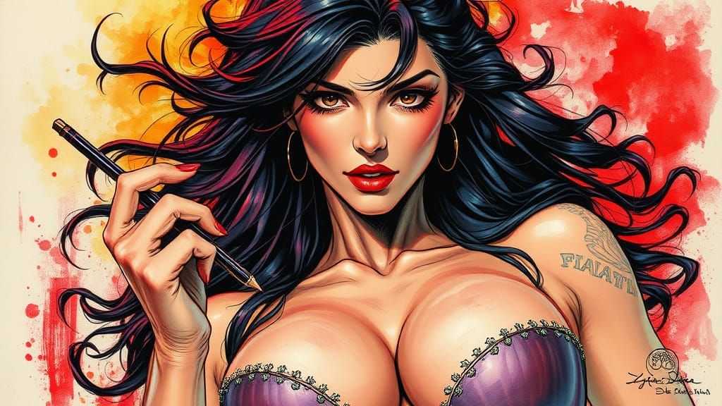 Provocative Feast With Dynamic Pose and Vibrant Colors