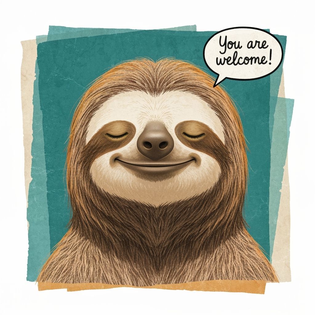 Sleepy Sloth Portrait in Ocher and Teal